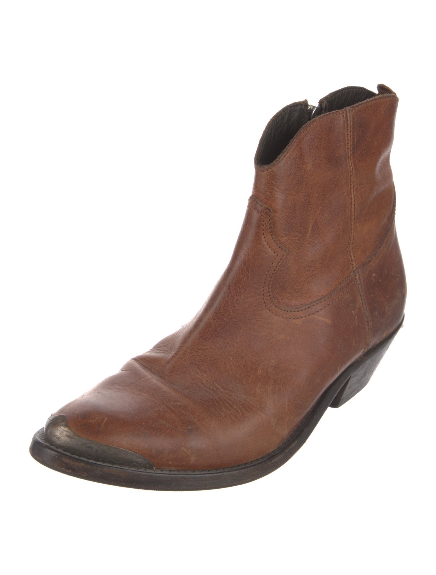 Golden Goose Leather Distressed Accents Western Boots